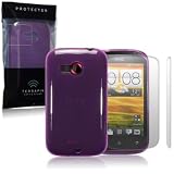HTC Desire C Purple TPU Gel Skin Case / Cover + 2-in-1 Screen Protectorby Terrapin