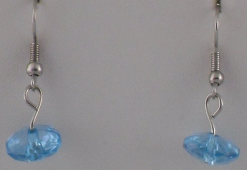 Blue Gem Cut Saucer Earrings