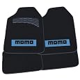 Front & Rear Carpet Floor Mats - MOMO Style #2 Black/Blue