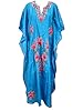 Boho Silk Kaftan Blue Kashmiri Embroidered Caftan Lounger Dress Kimono Dress