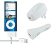 Apple iPod Nano 5G (Video Recorder) USB 2in1 Sync and Charging Data Cable, USB Car Charger, & USB Wall / Travel Charger