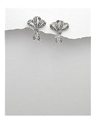 Bow Marcasite Earrings In 92.5 Sterling Silver