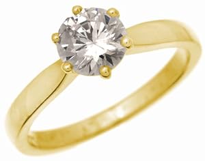 Bague Femme Solitaire Fiancailles Or 750/1000 et Diamant Brillant 1.00 Carat JK-I3 Taille 51