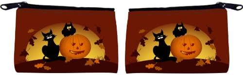 Rikki KnightTM Halloween Pumpkin And Black Cat Messenger Bag - - Shoulder Bag - School Bag for School or Work - With Matching coin Purse