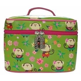 Monkey Hula Dancer Retro Travel Train Case Makeup Cosmetics BAG Large