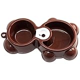 Binmer(TM)Hot Pet Dog Bowl Dish Water Food Feeder Fountain Bear Double Bowl Doggy Puppy Dog Cat Bowl (Coffee)