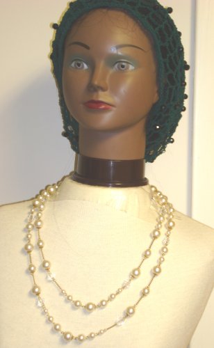 Click here to buy Hand Crocheted Forest Green Giordana Gimp Large Snood Trimmed with Black Beads for Women Offered in....