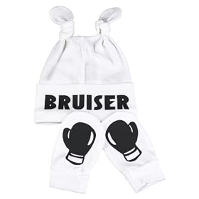 Bruiser Knot Hat & Boxing Gloves Scratch Mits Baby Set