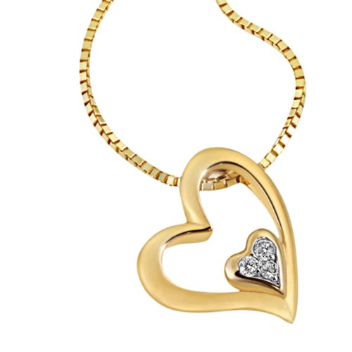 Goldmaid Damen-Collier Herz 375 Gelbgold 3 Diamanten 0,02 Karat SI/H Venezianerkette 45 cm Preisvergleich