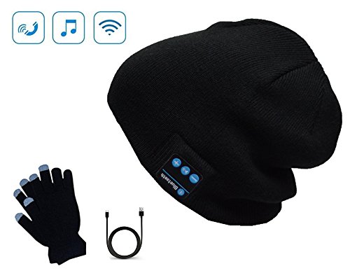 Playme Snow Hat Bluetooth Beanie Muisc Hat with Capacitance Gloves (Black 3)
