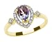 : 10K YELLOW GOLD JUNE BIRTHSTONE LAB CREATED ALEXRITE DIAMOND PEAR SHAPED RING