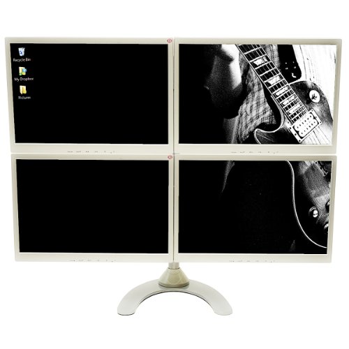 Quad Freestanding LCD Monitor Stand Holds up to 22 Inch Widescreen Monitors Silver