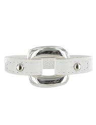 Les Poulettes Jewels - Sterling Silver Bracelet - With White Leather and Square Knot Design