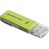 IOGEAR SD/MicroSD/MMC Card Reader/Writer GFR204SD (Green/Gray)
