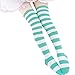 ZANZEA Womens Over Knee Thigh High Socks Long Striped Stocking Blue One Size