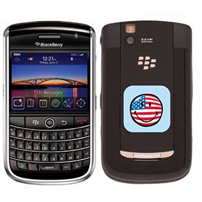 Smiley World American Flag on BlackBerry Tour Phone Cover (Black)