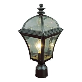 Trans Globe 5085 BK One Light Large Post Top, Black Finish with Beveled Glass