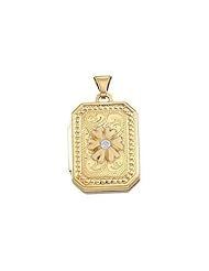 14K Yellow Gold Cremation and Hair Locket w/ Diamond Center 3/4 inch x 1 inch in Solid 14K Yellow Gold
