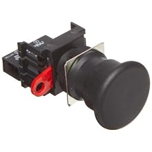 Omron A22-MB-10M Mushroom Type Push Button and Switch, Screw Terminal, IP65 Oil-Resistant, Non-Lighted, Momentary Operation, Round, Black, 40mm Diameter, Single Pole Single Throw Normally Open