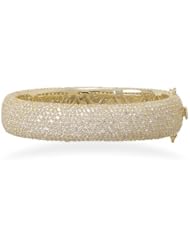 14 Karat Gold Plated Hinged CZ Bangle