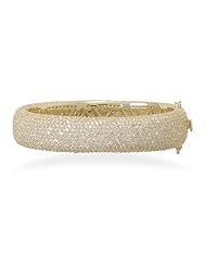 14 Karat Gold Plated Hinged CZ Bangle