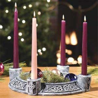 Celtic Advent Wreath Stone Look with Candles