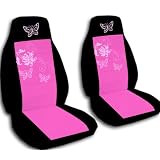 2 Black and Hot Pink seat covers with Sweet Pink Butterflies for a 2008 to 2009... by Designcovers