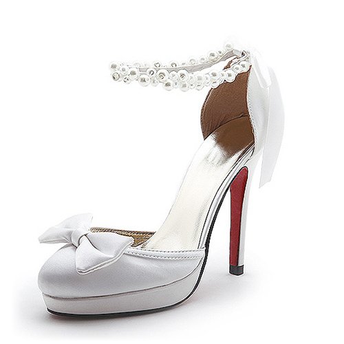 Women's Satin Upper High Heel Pumps Closed-toes With Bowknot Fashion Shoes Party Shoes