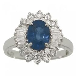 Blue Sapphire & Diamond Cocktail Ring in White Gold 14K