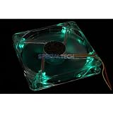 Yate Loon 140 x 140 x 25mm Case Fan Transparent with Green LEDs 1000 RPM : D14SL-12+4LEDG