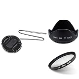 eForCity Lens Hood + Cap + UV Filter 49mm Compatible with Sony Alpha NEX-3 NEX-C3 NEX-7 16mm 18-55mm