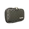 CaseCrown Double Memory Foam Thin Pouch Case (Checkered Style) For Toshiba 500 GB USB 2.0 Portable Hard Dive HDDR500E04XL (Liquid Blue)