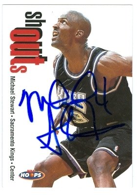 Michael Stewart Autographed/Hand Signed Basketball card (Sacramento Kings) 1998 Hoops #24