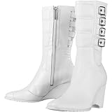 Icon Bombshell Women's Leather Streetbike Racing Motorcycle Boots - Color: White, Size: 8.5
