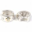 Sterling Silver Huggie Hoop Earrings with Clear CZ - Size: 9mm x 16mm