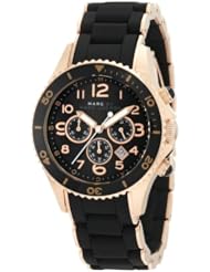 Marc Jacobs Pelly Chronograph Black Dial Rose Gold-tone Steel Ladies Watch MBM2553