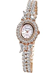 Gemorie Women Fashion Oval Watch with Jewelry Band in Rose Gold Plating (128964-RG)