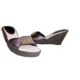 Coldwater Creek Seed Bead Pleated Slide Sandal Bronze