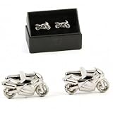 Pair Of Cufflinks - Motor Bikes - Chrome'