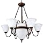 Yosemite Home Decor 5636-6+3SN Hemlock 9 Light Chandelier, White Frosted Glass Shades, Satin Nickel Finished Frame, 28" x 29"