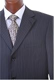 Men's Super 140's Merino Wool Single Breasted Charcoal Pinstripe Dress Suit