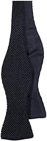 Mens Knitted and Woven Self-Tie Butterfly Silk Bow Tie - Black
