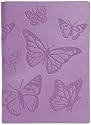 Purple Embossed Butterflies Leather Journal Diary, Lined, 6x8"