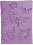 Purple Embossed Butterflies Leather Journal Diary, Lined, 6x8"