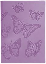 Purple Embossed Butterflies Leather Journal Diary, Lined, 6x8"