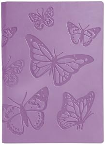 Purple Embossed Butterflies Leather Journal Diary, Lined, 6x8"
