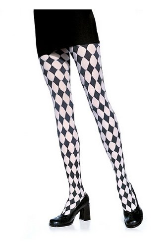 Sexy Opaque Diamond Tights Lingerie Leg Avenue by Fenvy One Size, Black/White