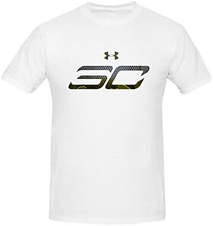YIWUJ Men's Customized Golden State Warriors Stephen Curry 30 Logo Cotton T shirt Tee White Medium