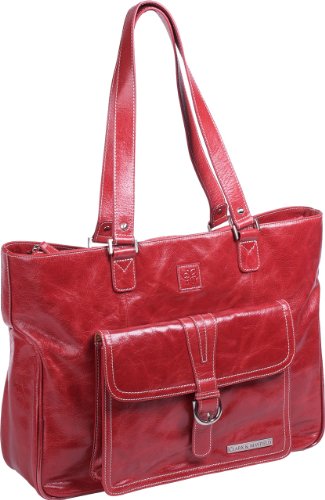 Clark & Mayfield Stafford Vintage Leather Laptop Tote 17.3" (Red) On Sale