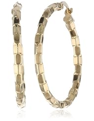 14k Yellow Gold Italian Fancy Reflection Pattern 25 mm Hoop Earrings